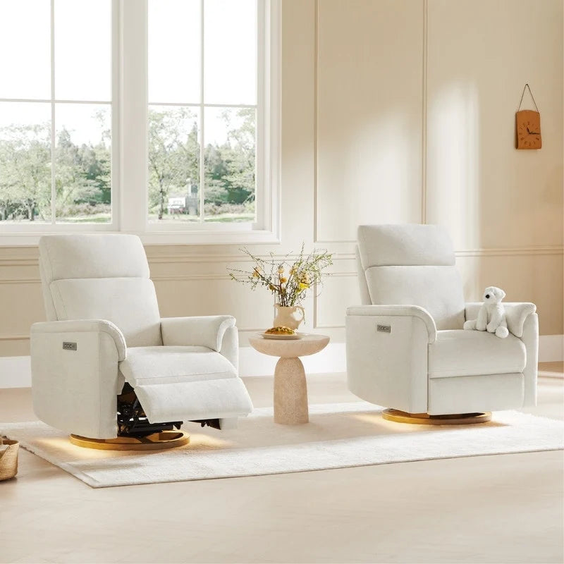 Power Swivel Nursery Recliner Chair with Nightlight