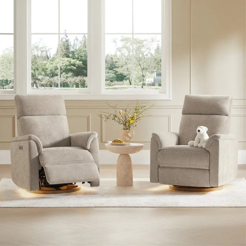 Power Swivel Nursery Recliner Chair with Nightlight