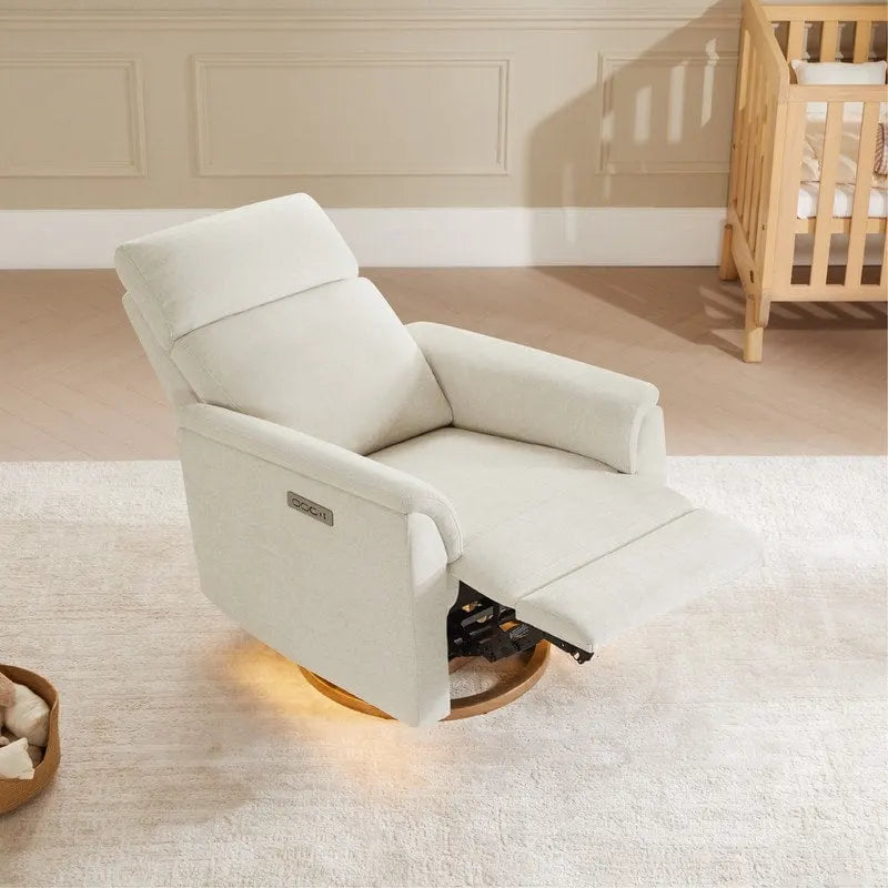 Power Swivel Nursery Recliner Chair with Nightlight