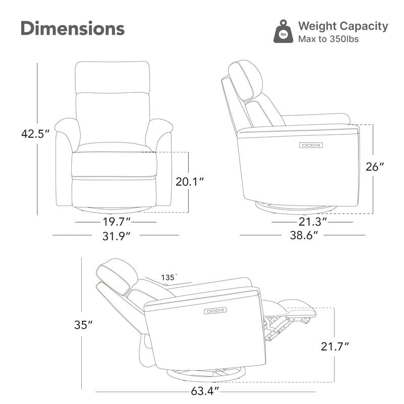Power Swivel Nursery Recliner Chair with Nightlight