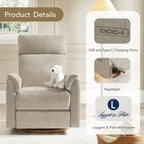 Power Swivel Nursery Recliner Chair with Nightlight