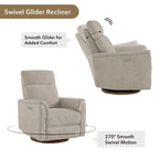 Power Swivel Nursery Recliner Chair with Nightlight