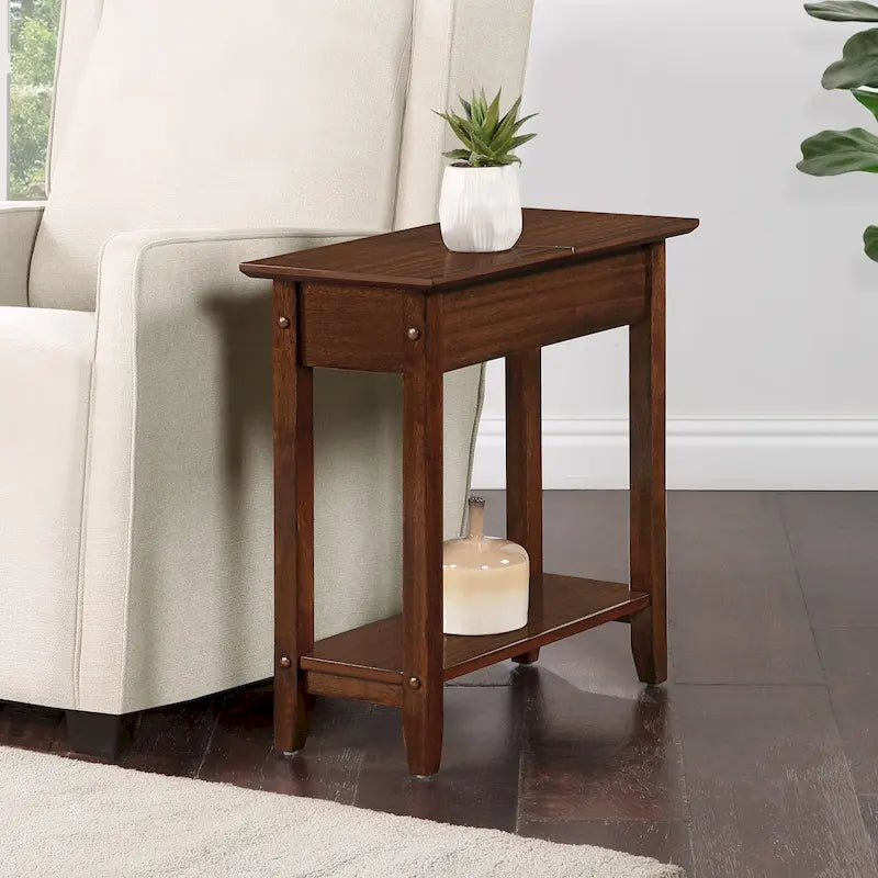 American Heritage Flip Top End Table with Shelf