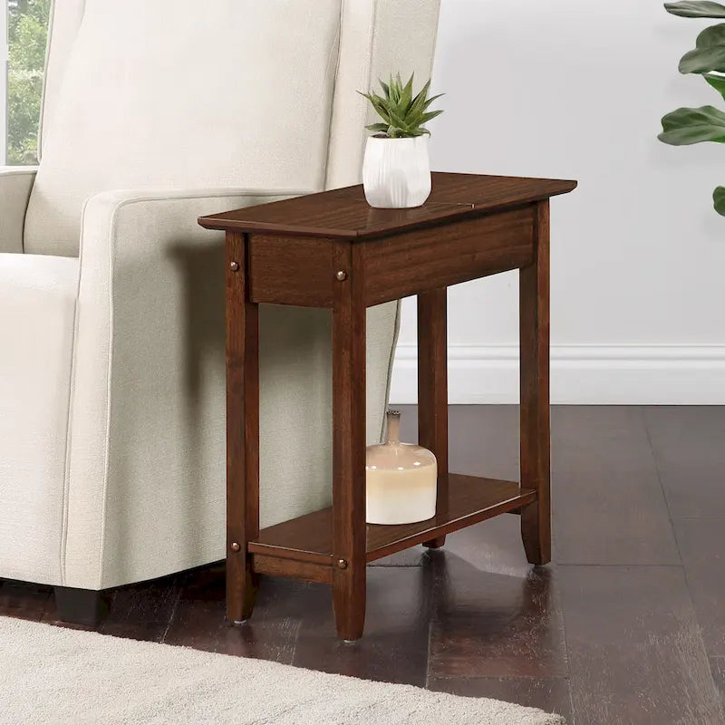 American Heritage Flip Top End Table with Shelf