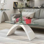 Crescendo Modern 47-inch Glass Top Oval Coffee Table by