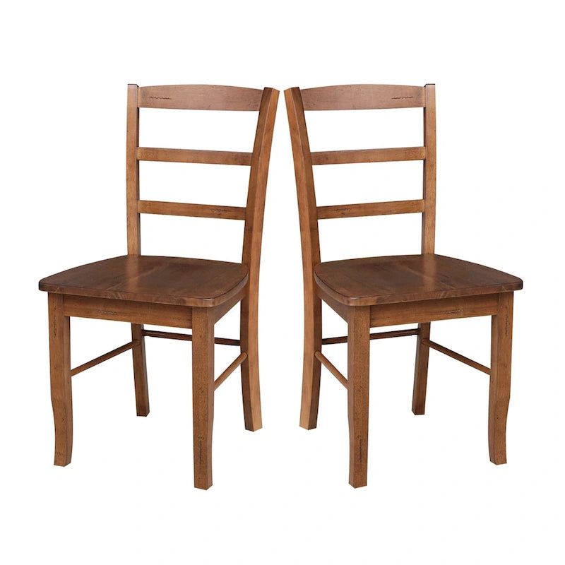  Solid Wood Madrid Ladderback Chairs, Set of 2 - N/A