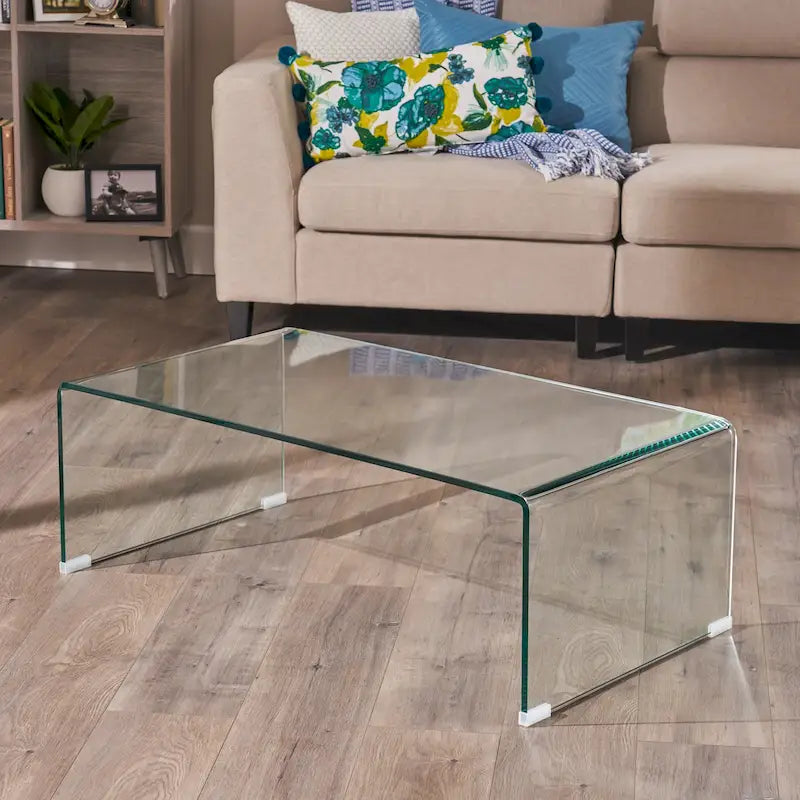 Ramona Solid Glass Rectangle Coffee Table by  - 39.37 D x 21.65 W x 14 H
