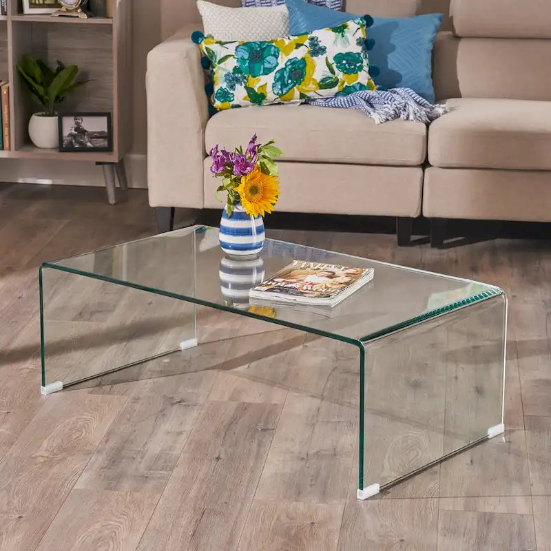 Ramona Solid Glass Rectangle Coffee Table by  - 39.37 D x 21.65 W x 14 H