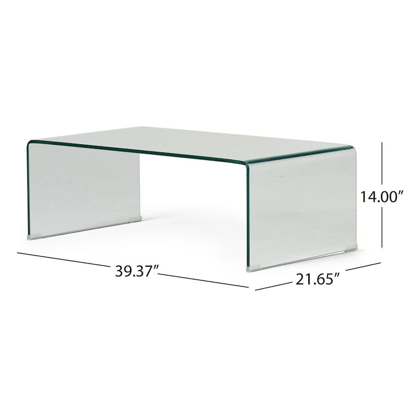 Ramona Solid Glass Rectangle Coffee Table by  - 39.37 D x 21.65 W x 14 H