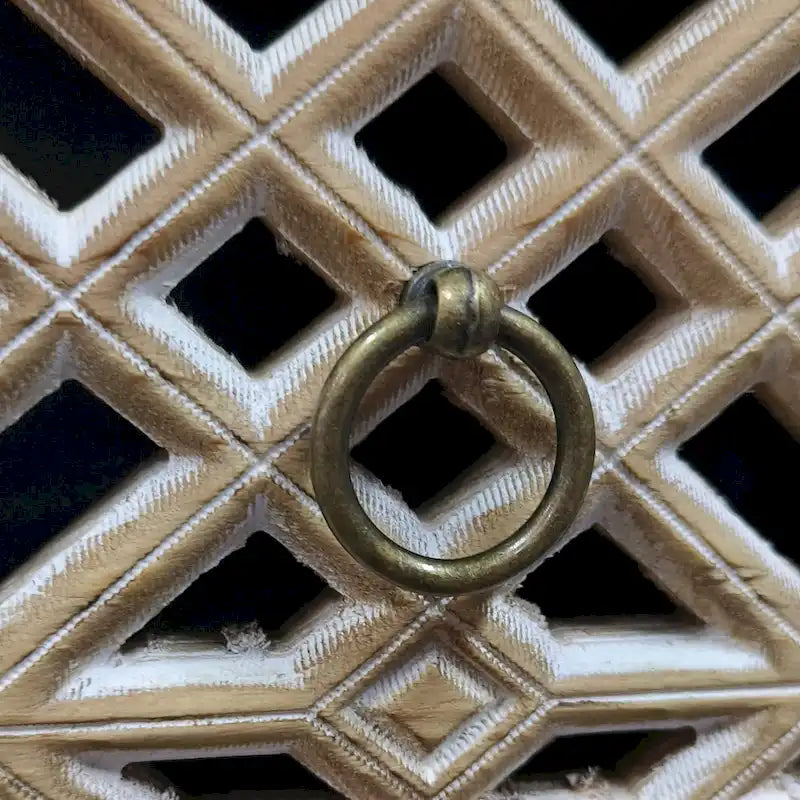 Wooden Accent Table with 3 Cutout Carved Drawers,Vintage Side Table