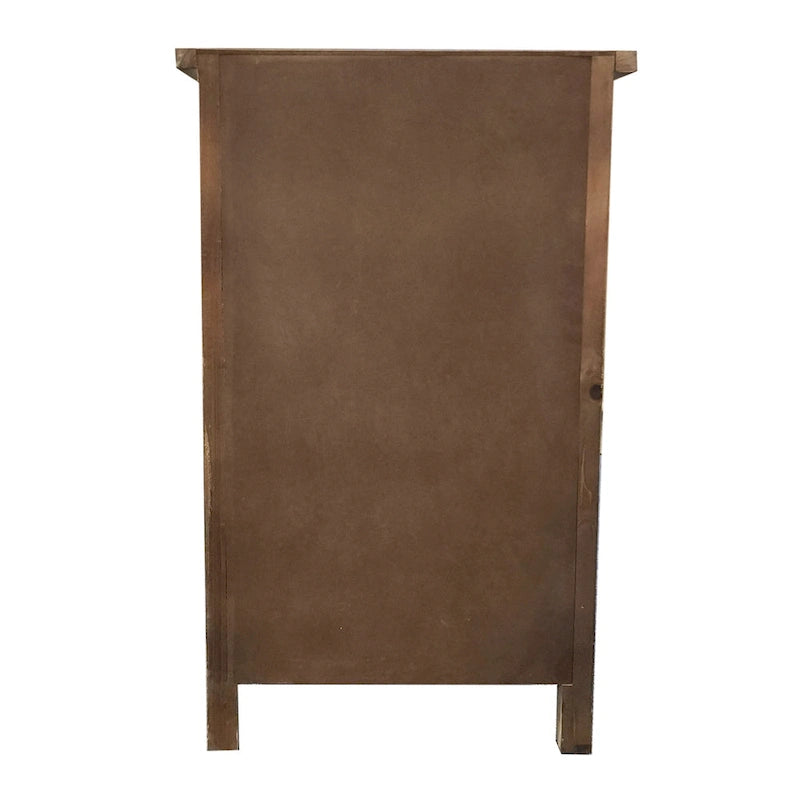 Wooden Accent Table with 3 Cutout Carved Drawers,Vintage Side Table