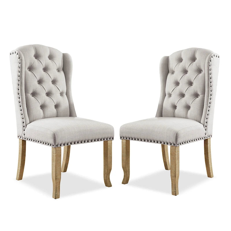 Dawson Tufted Farmhouse Wingback Dining Chairs (Set of 2) by