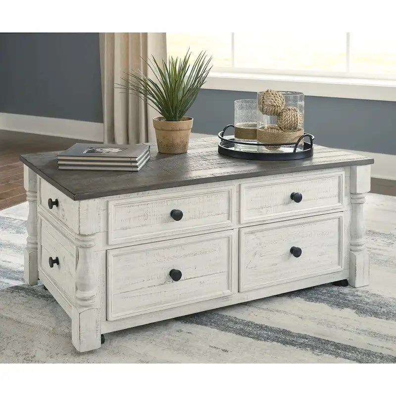 Signature Design by  Havalance White/Gray Lift Top Cocktail Table - 26W x 46D x 20H