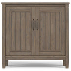WYNDENHALL Rowan SOLID WOOD 32 inch Wide Contemporary Low Storage Cabinet in Smoky Brown - 14d x 32 w x 31h