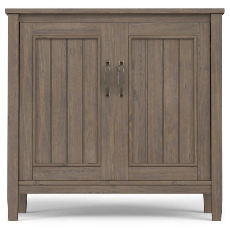 WYNDENHALL Rowan SOLID WOOD 32 inch Wide Contemporary Low Storage Cabinet in Smoky Brown - 14d x 32 w x 31h