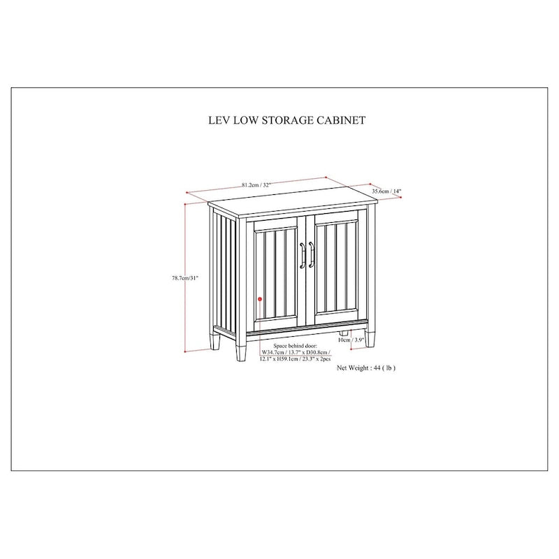 WYNDENHALL Rowan SOLID WOOD 32 inch Wide Contemporary Low Storage Cabinet in Smoky Brown - 14d x 32 w x 31h