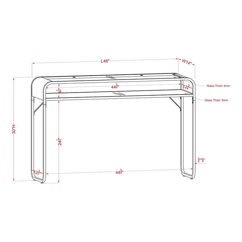 Watler Contemporary 46-inch Glass Top 1-Shelf Sofa Table by