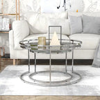 Elema Glam Chrome Glass Top 2-Piece Nesting Tables Set by