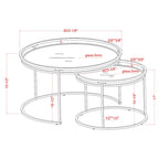 Elema Glam Chrome Glass Top 2-Piece Nesting Tables Set by