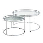 Elema Glam Chrome Glass Top 2-Piece Nesting Tables Set by