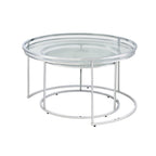 Elema Glam Chrome Glass Top 2-Piece Nesting Tables Set by