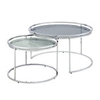 Elema Glam Chrome Glass Top 2-Piece Nesting Tables Set by