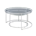 Elema Glam Chrome Glass Top 2-Piece Nesting Tables Set by