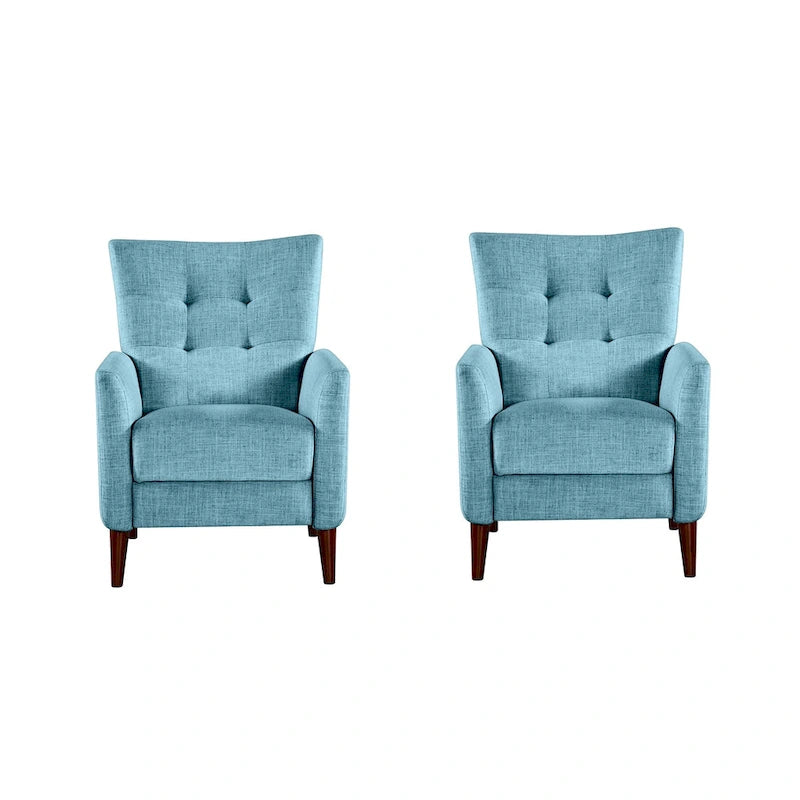 Aurora Modern Manual Recliner Set of 2 with Solid Wooden Legs