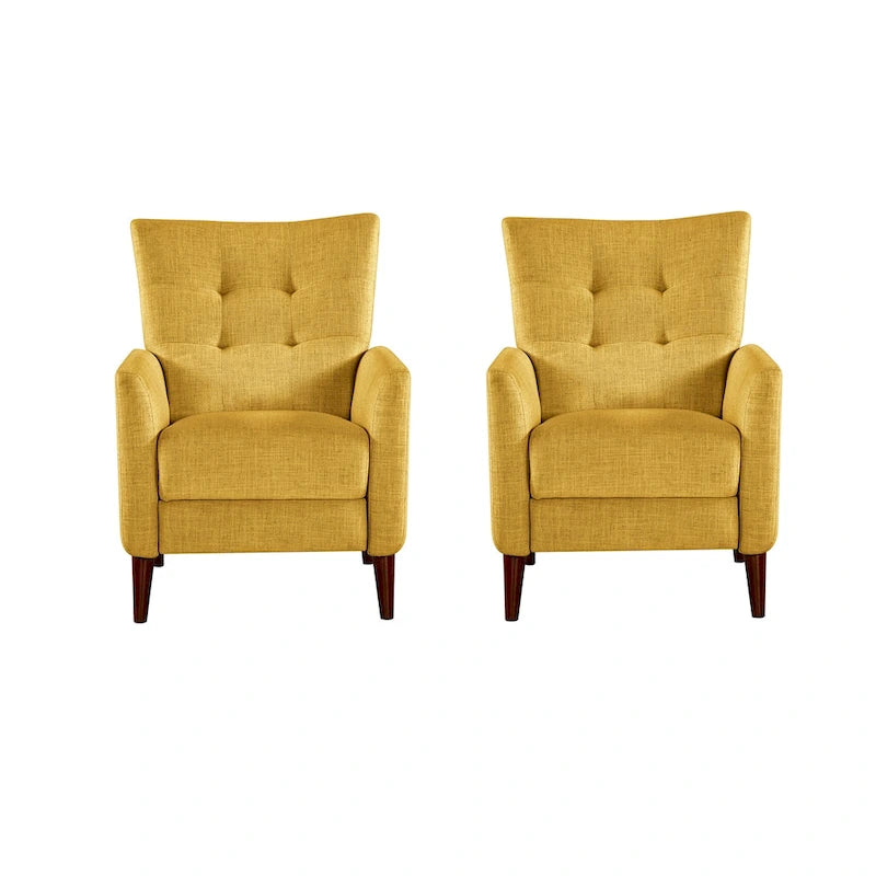 Aurora Modern Manual Recliner Set of 2 with Solid Wooden Legs