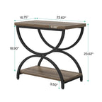 2-Tier RectangularWood Metal End Side Accent Table Nightstand