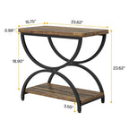 2-Tier RectangularWood Metal End Side Accent Table Nightstand
