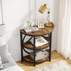 Half Round End Table, 3-Tier Narrow Side Table