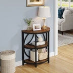 Half Round End Table, 3-Tier Narrow Side Table