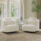 2 Set Swivel Accent Armchair Fabric Blend, Modern Barrel Living Room Sofa Chair - 32.7 W x 32.7 D x 26.8 H