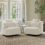  2 Set Swivel Accent Armchair Fabric Blend, Modern Barrel Living Room Sofa Chair - 32.7 W x 32.7 D x 26.8 H