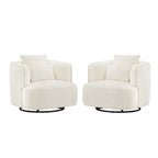 2 Set Swivel Accent Armchair Fabric Blend, Modern Barrel Living Room Sofa Chair - 32.7 W x 32.7 D x 26.8 H