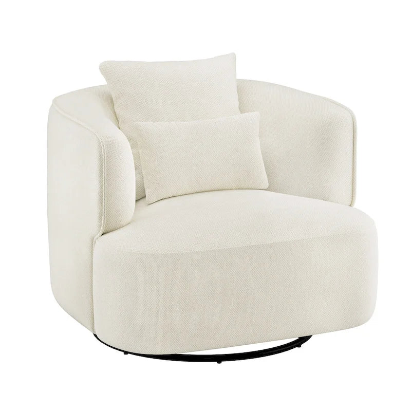 2 Set Swivel Accent Armchair Fabric Blend, Modern Barrel Living Room Sofa Chair - 32.7 W x 32.7 D x 26.8 H