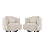 2 Set Swivel Accent Armchair Fabric Blend, Modern Barrel Living Room Sofa Chair - 32.7 W x 32.7 D x 26.8 H