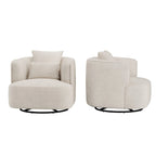 2 Set Swivel Accent Armchair Fabric Blend, Modern Barrel Living Room Sofa Chair - 32.7 W x 32.7 D x 26.8 H