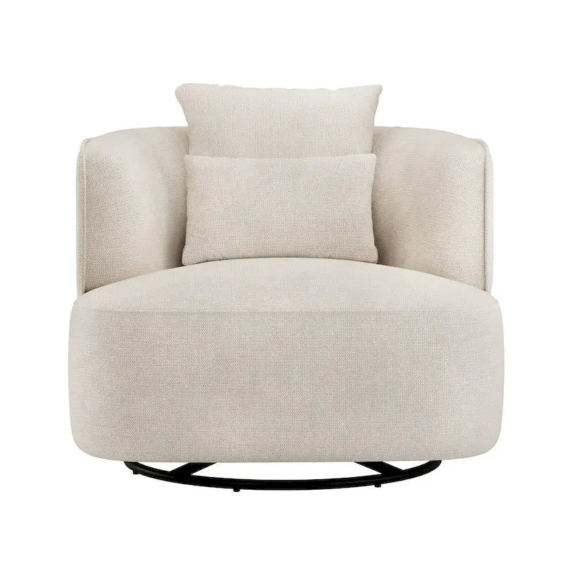 2 Set Swivel Accent Armchair Fabric Blend, Modern Barrel Living Room Sofa Chair - 32.7 W x 32.7 D x 26.8 H