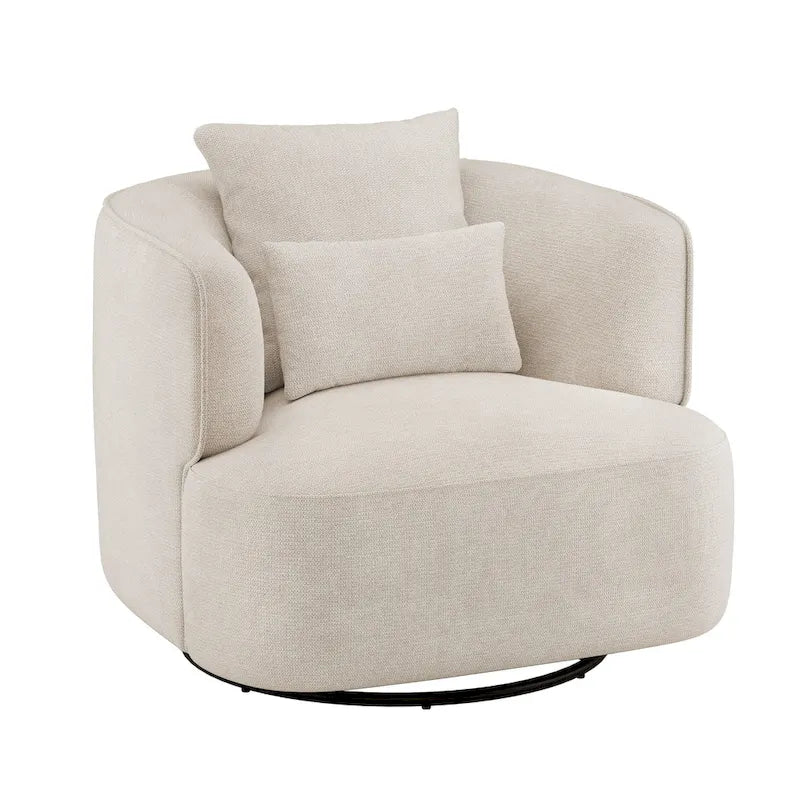 2 Set Swivel Accent Armchair Fabric Blend, Modern Barrel Living Room Sofa Chair - 32.7 W x 32.7 D x 26.8 H