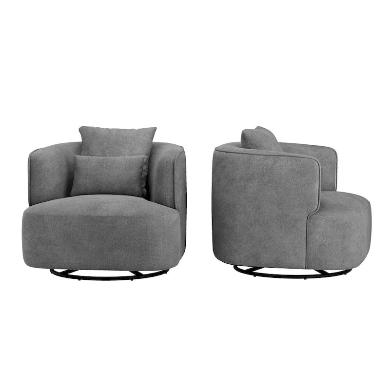 2 Set Swivel Accent Armchair Fabric Blend, Modern Barrel Living Room Sofa Chair - 32.7 W x 32.7 D x 26.8 H