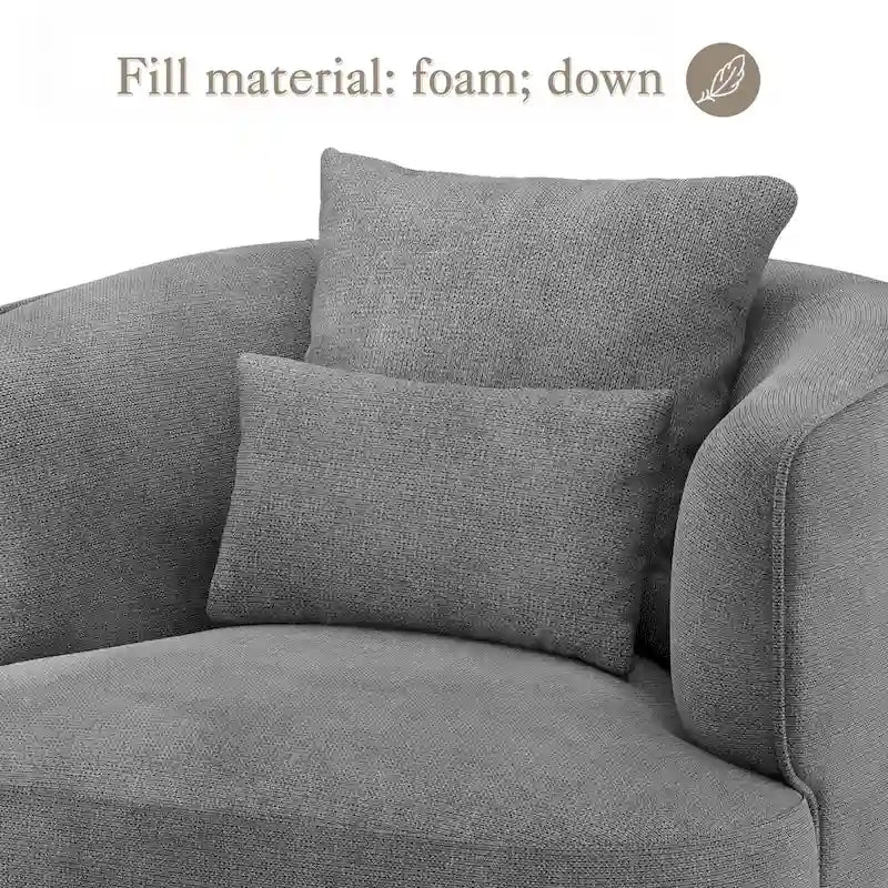 2 Set Swivel Accent Armchair Fabric Blend, Modern Barrel Living Room Sofa Chair - 32.7 W x 32.7 D x 26.8 H