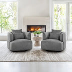 2 Set Swivel Accent Armchair Fabric Blend, Modern Barrel Living Room Sofa Chair - 32.7 W x 32.7 D x 26.8 H