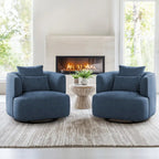 2 Set Swivel Accent Armchair Fabric Blend, Modern Barrel Living Room Sofa Chair - 32.7 W x 32.7 D x 26.8 H