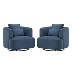 2 Set Swivel Accent Armchair Fabric Blend, Modern Barrel Living Room Sofa Chair - 32.7 W x 32.7 D x 26.8 H