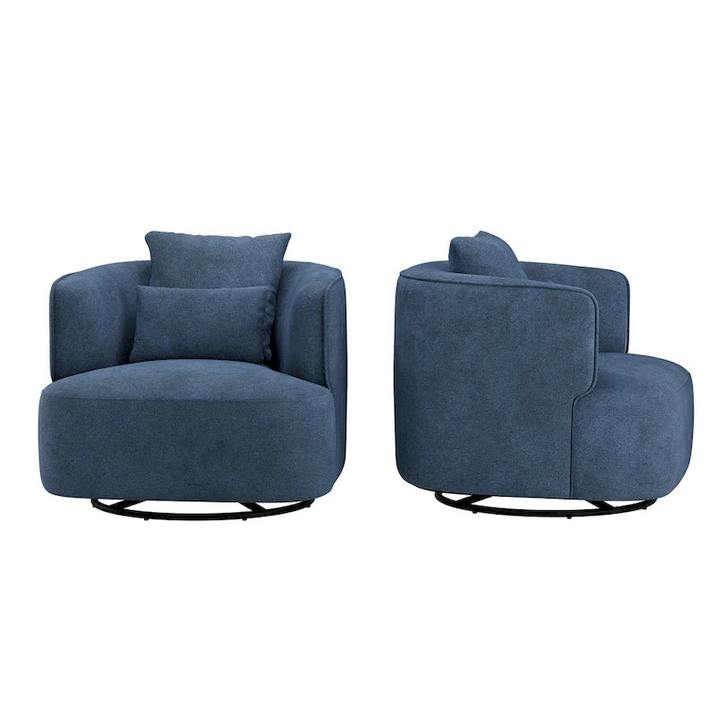 2 Set Swivel Accent Armchair Fabric Blend, Modern Barrel Living Room Sofa Chair - 32.7 W x 32.7 D x 26.8 H