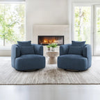 2 Set Swivel Accent Armchair Fabric Blend, Modern Barrel Living Room Sofa Chair - 32.7 W x 32.7 D x 26.8 H