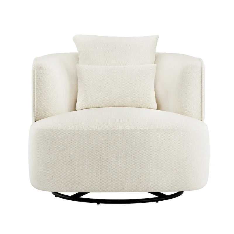 2 Set Swivel Accent Armchair Fabric Blend, Modern Barrel Living Room Sofa Chair - 32.7 W x 32.7 D x 26.8 H