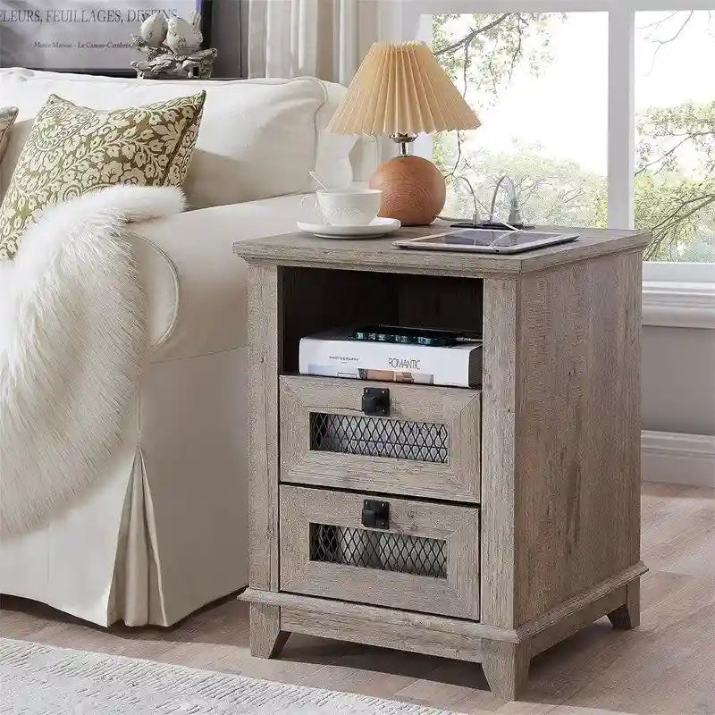 End Table with 2 Drawers - 18D x 18W x 24H